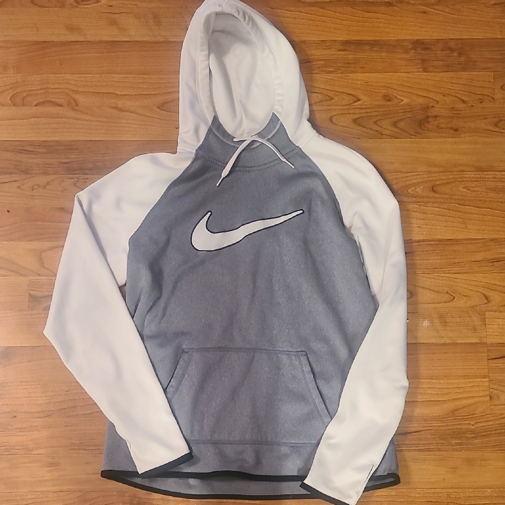 Nike Women's DRI-FIT Hoodie in Gray and White